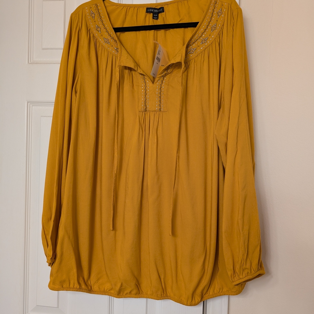 Lane Bryant Gold Long Sleeve Relaxed Blouse